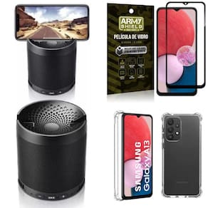 Kit capinha a13 4g + som bluetooth potente q3 + película
