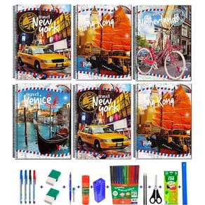Kit 10 cadernos espiral fotos 96 folhas capa dura 38 itens