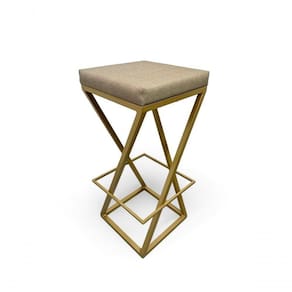 Banqueta Zênite Estofada Metalon Dourado Bege - 65cm