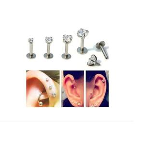 Piercing ponto luz tragus labret 4mm zirconia haste 6mm