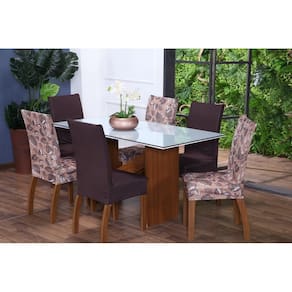 Kit 4 Capas de Cadeira Estofada Sala de Jantar Moderna Malha Helanca com Elastano Mista