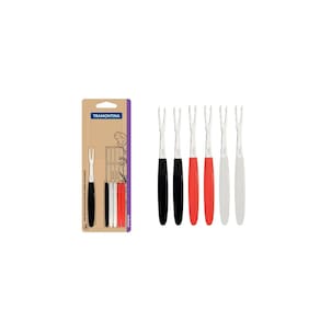 Jogo 6 Mini Garfo Petisco Inox Queijo Tábua Frios - Tramontina