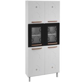 Paneleiro Duplo Aço com Vidro Mirage New 6 Portas Branco/Preto - Telasul