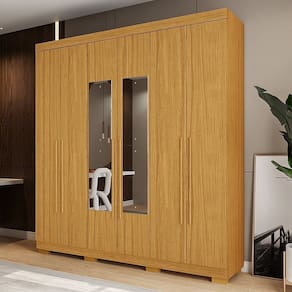 Guarda-Roupa Casal 6 Portas com Espelho Willow Espresso Móveis Cinamomo