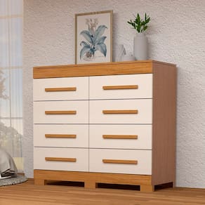 Cômoda 8 Gavetas 100% MDF Lantana Espresso Móveis Cinamomo/Off White