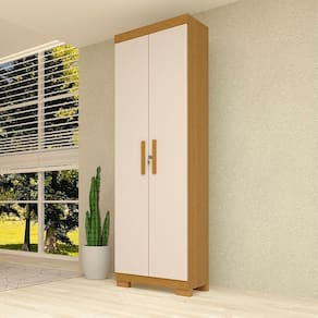 Armário Multiuso 2 Portas com Chave Astilbe Espresso Móveis Cinamomo/Off White