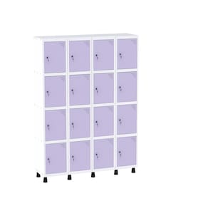 Armário Guarda Volume Locker Roupeiro 16 Portas Aço GRF 504/16 Branco/Lilás