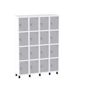 Armário Guarda Volume Locker Roupeiro 16 Portas Aço GRF 504/16 Branco/Cinza