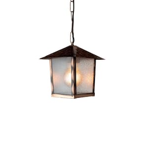 Lustre Pendente Blumenau Colonial Nina Quadrado Vidro Pontilhado Cobre E27 Bivolt