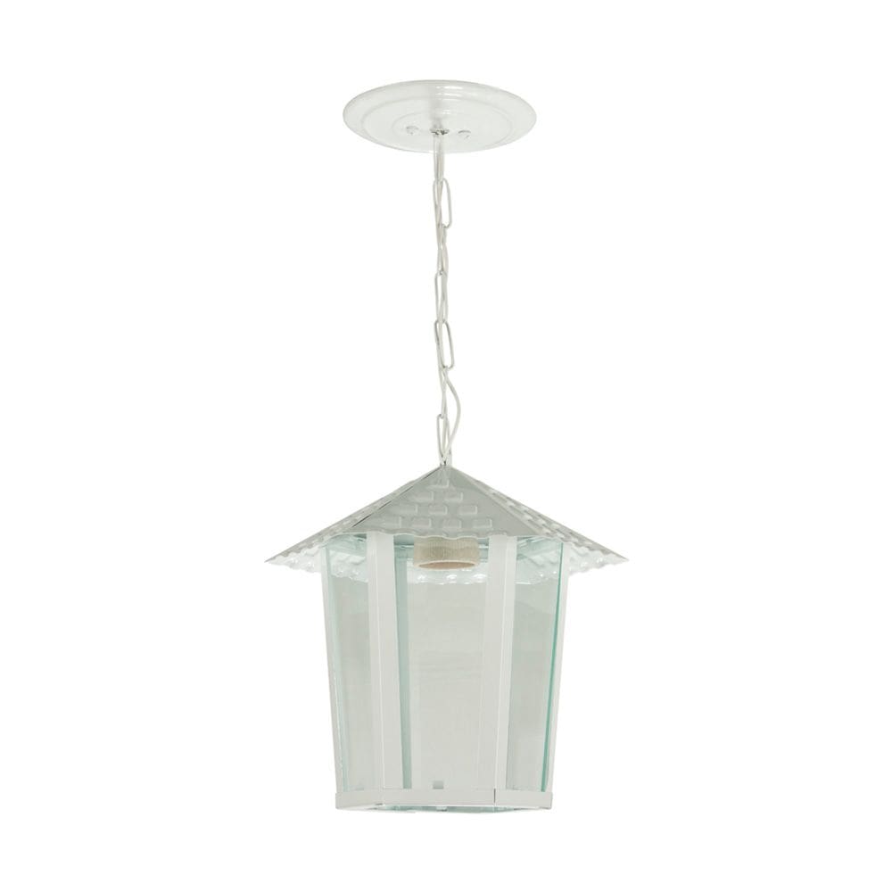 Lustre Pendente Blumenau Colonial Sextavado Vidro Liso E27 Bivolt
