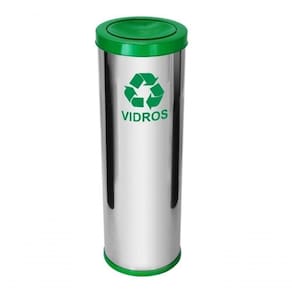 Lixeira Em Aço Inox Com Tampa Meia Esfera Pintada 30 Litros