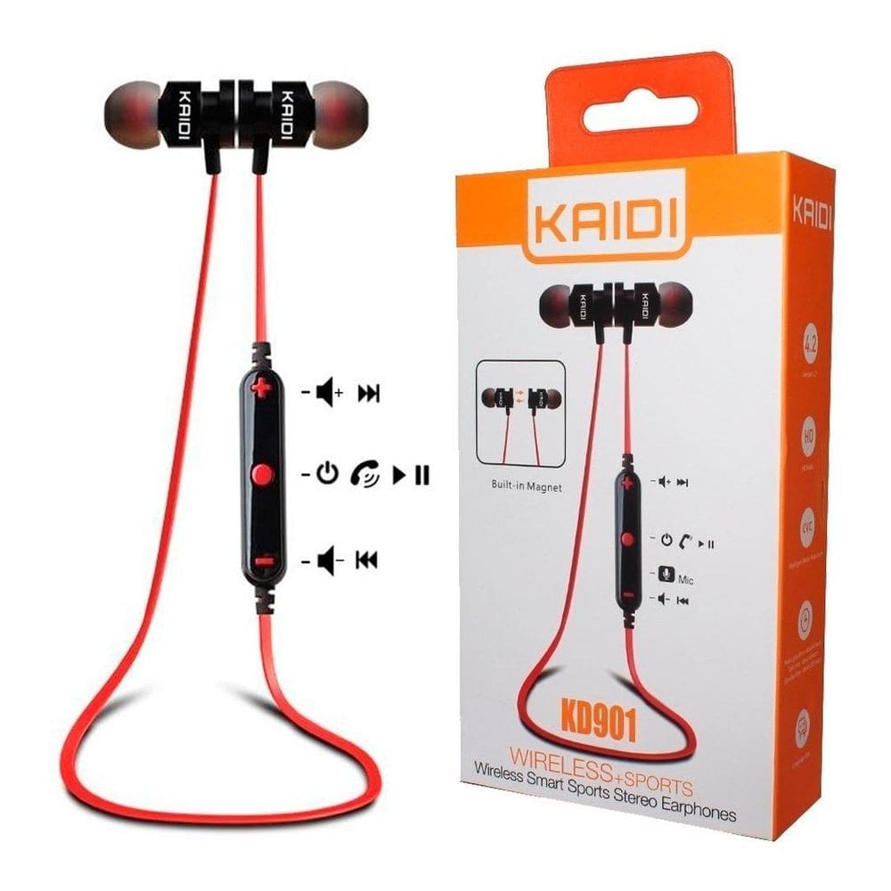 Fone de ouvido bluetooth sem fio kaidi kd901 vermelho