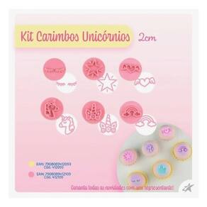 Kit 6 Carimbos Para Brigadeiro Docinhos Festa Unicórnio 2cm