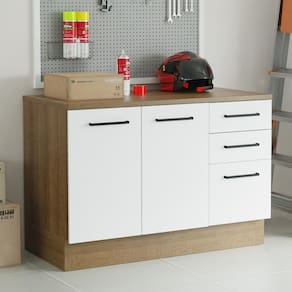 Balcão Multiuso 120cm 2 Portas 3 Gavetas Rustic/Branco Agata Madesa
