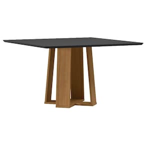 Mesa de Jantar 135x135 cm Valência com Vidro Ype Preto - New Ceval