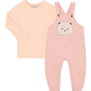 Jardineira Moletom e Blusa Menina Pulla Bulla Ref. 50127