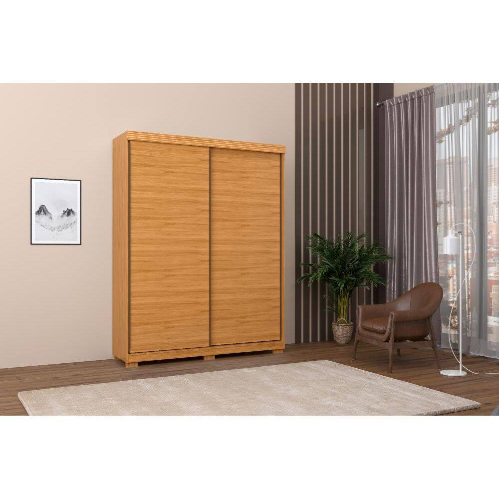Guarda Roupa de Solteiro 100% MDF Shop Jm 2 portas de correr e 3 gavetas Camaru - Marrom
