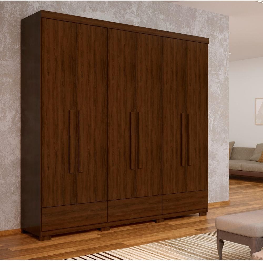 Guarda Roupa de Casal 100% MDF Shop Jm Ele e Ela 4 gavetas Jacaranda - Marrom Escuro