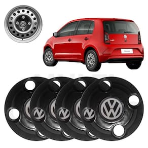 4x calota centro roda ferro vw up preto com emblema