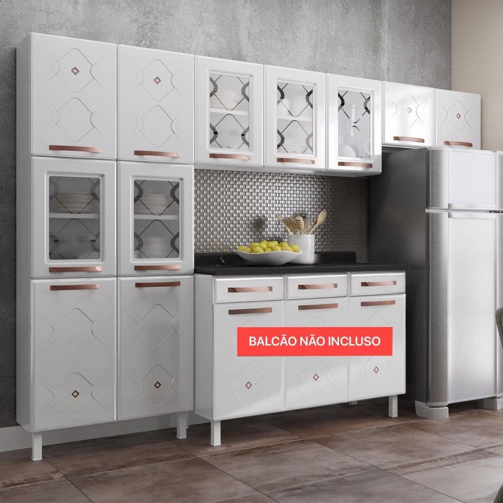 Cozinha Compacta Aço Mirage New 11 Portas Branco - Telasul