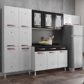 Cozinha Completa em Aço Mirage New 14 Portas 3 Gavetas Branco/Preto - Telasul