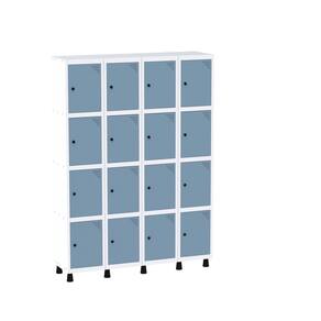 Armário Guarda Volume Locker Roupeiro 16 Portas Aço GRP 504/16 Branco/Azul Dali