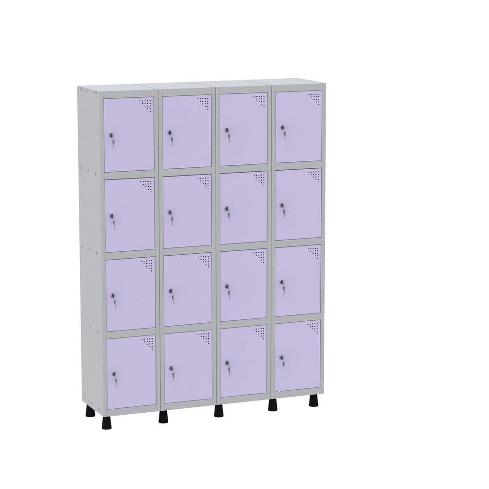 Armário Guarda Volume Locker Roupeiro 16 Portas Aço GRF 504/16 Cinza/Lilás