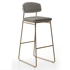 Banqueta Alta Ba 402 B para Bancada Sala de Jantar Encosto e Assentos Estofados Linha Jaraguá Preto Fosco/Cinza Claro