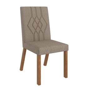 Cadeira Estofada Mesa De Jantar Gaia Canela Boucle Marron
