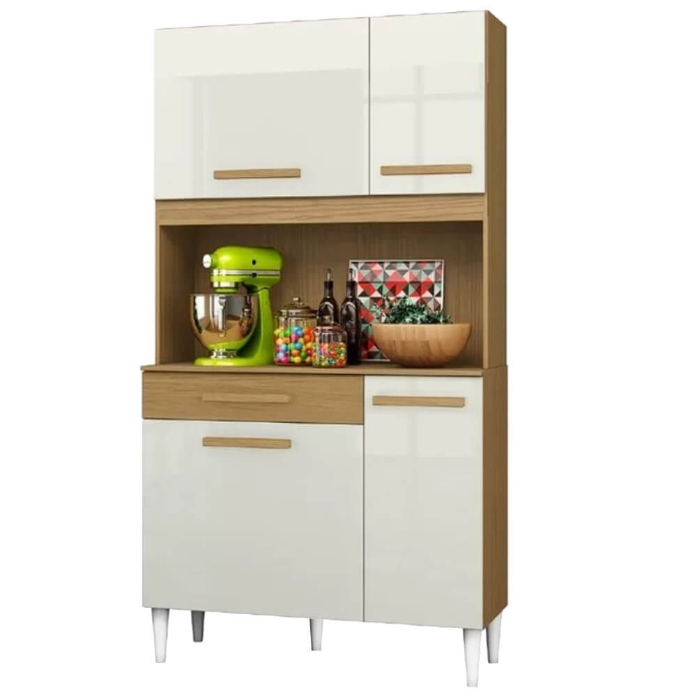 Armário de Cozinha 910 Aramoveis 4 Portas 1 Gaveta Cor Atacama Off White
