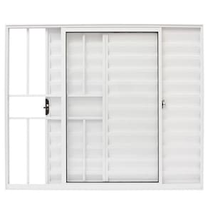 Veneziana 3 folhas 1,00x1,00 com grade no alumínio branco