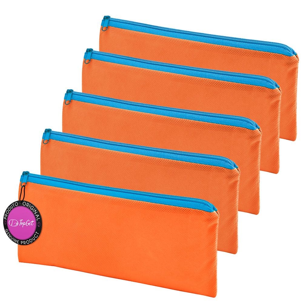 Kit 5x Estojo Escolar em TNT Premium 21x11cm Figi TopGet