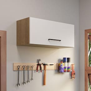 Armário Aéreo Multiuso 80cm 1 Porta Basculante Rustic/Branco Agata Madesa