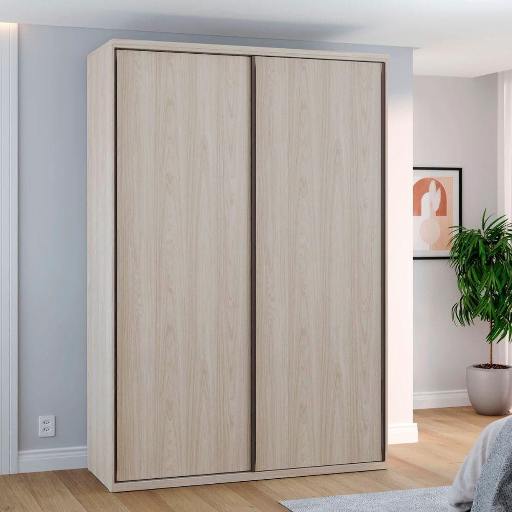 Guarda Roupa de Solteiro 1,60 100% MDF Shop Jm com 2 portas de correr Vanilla - Off White