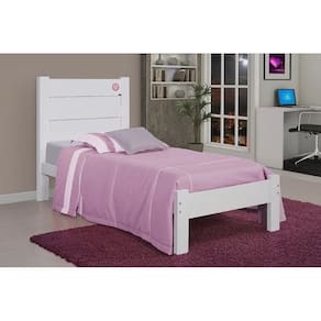 Cama Lara Solteiro em Madeira Branco - Atraente