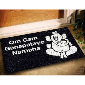 Tapete capacho decorativo ganesha ganapataye mantra 60x40