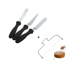 Kit 3 Espátulas Chocolate E Bolo + Cortador Bolo Nivelador