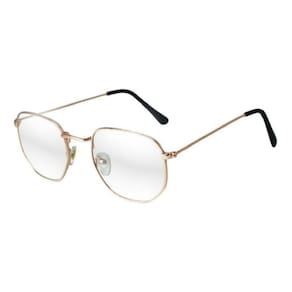 Óculos hexagonal para grau rose gold feminino vintage retro