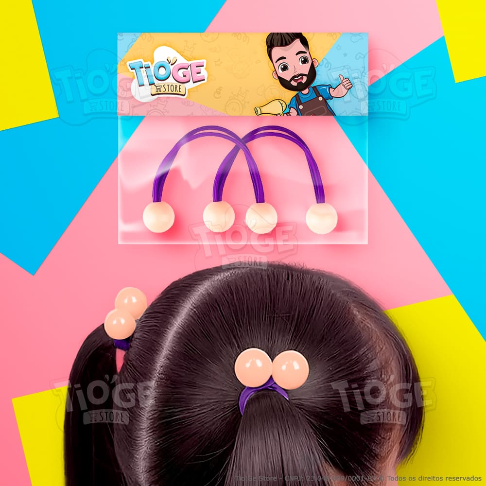 Elásticos de Cabelo Bolinha Candy Prende Fácil Infantil (Xuxinha/Rabicó) Rabo de Cavalo Nude Vinho 2 unid (1 par)