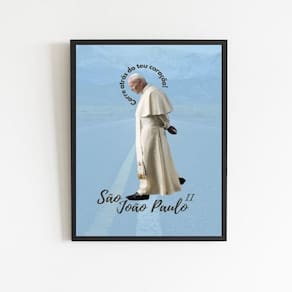Quadro Decorativo João Paulo Ii 45X34Cm - Com Vidro Preta