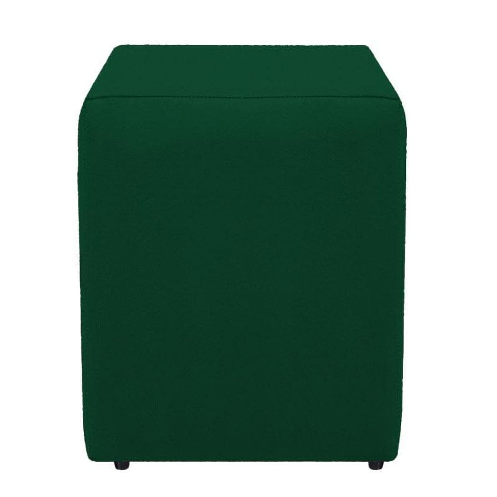 Puff quadrado cubo decorativo dado para sala suede verde