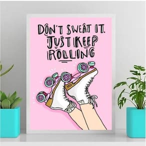 Quadro Patins Just Keep Rolling 45X34Cm Branca