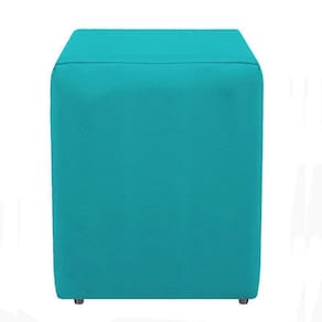 Puff banquinho cubo quadrado decorativo suede azul turquesa