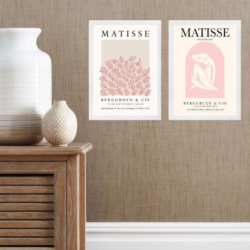 Kit 2 Quadros Artes Matisse Rosa 45X34Cm