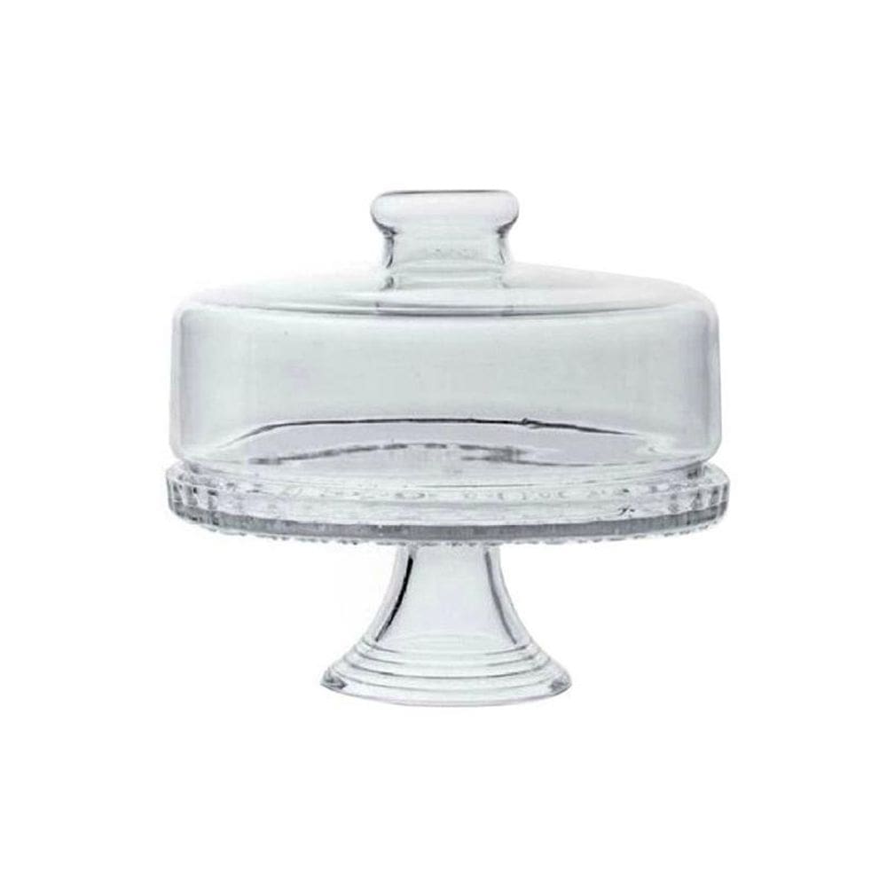 Boleira vidro colonial com tampa e pedestal