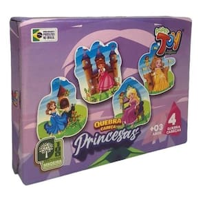 Brinquedo Quebra Cabeça 4 Em 1 Em Mdf 8 Peças Princesas +3