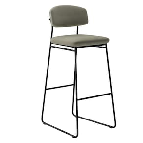 Banqueta Alta para Bancada Sala de Jantar Encosto e Assentos Estofados Linha Jaraguá Preto Fosco/Duna Fendi