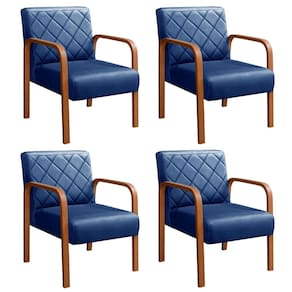 Kit 4 Poltronas Cadeira Decorativa Sala, Recepção Lara Azul Marinho