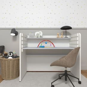 Escrivaninha / Mesa Infantil com Regulagem de Altura Branco/Cinza Cristal