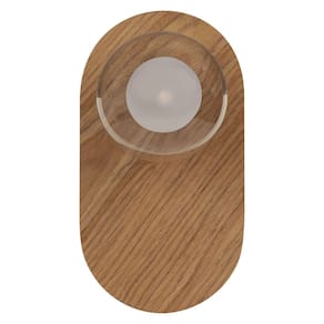 Arandela De Parede Madeira Wood Freijó Cupula Vidro Led